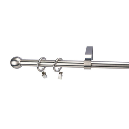 Enkelt gardinstang med kugle 16 mm 160 cm sølv