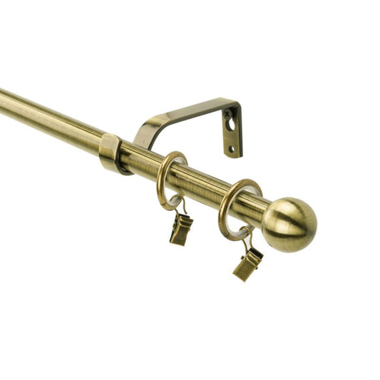 Enkelt gardinstang med kugle 16 mm 160 cm i guld