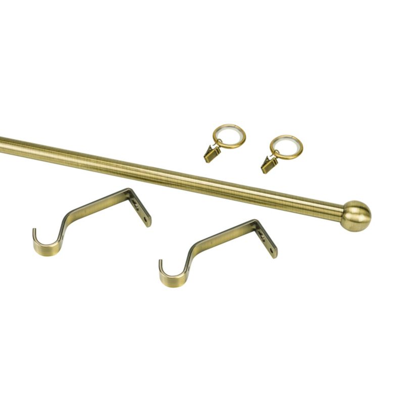 Enkelt gardinstang med kugle 16 mm 160 cm i guld