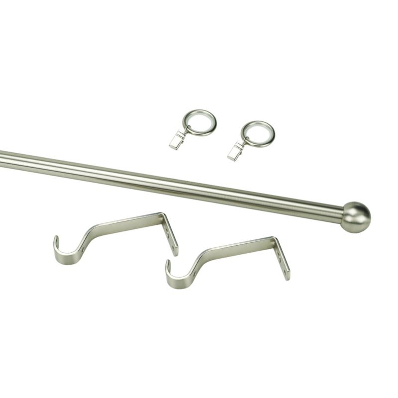 Enkelt kugle gardinstang 16 mm 200 cm sølv