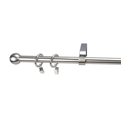 Enkelt kugle gardinstang 16 mm 200 cm sølv