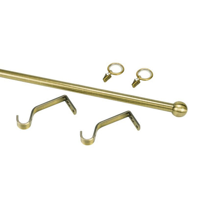 Enkelt gardinstang med kugle 16 mm 200 cm i guld