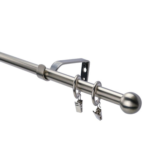 Kugleformet enkelt gardinstang 16 mm 240 cm i sølv