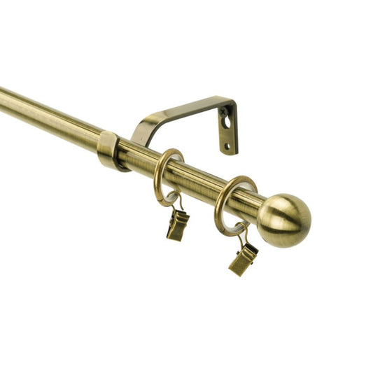 Enkelt gardinstang med kugle 16 mm 240 cm i guld