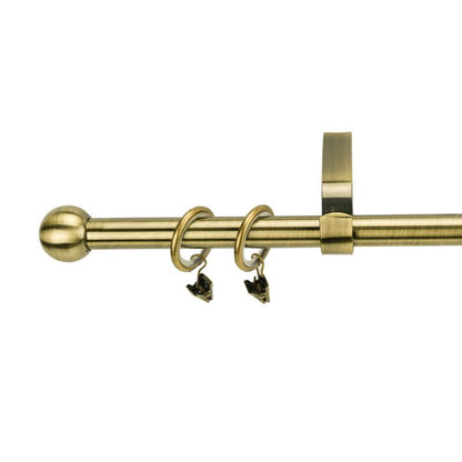 Enkelt gardinstang med kugle 16 mm 240 cm i guld