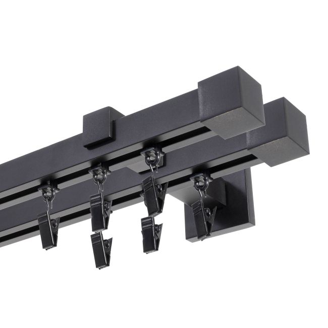 Dobbelt gardinstang til lejlighed 200 cm mat sort