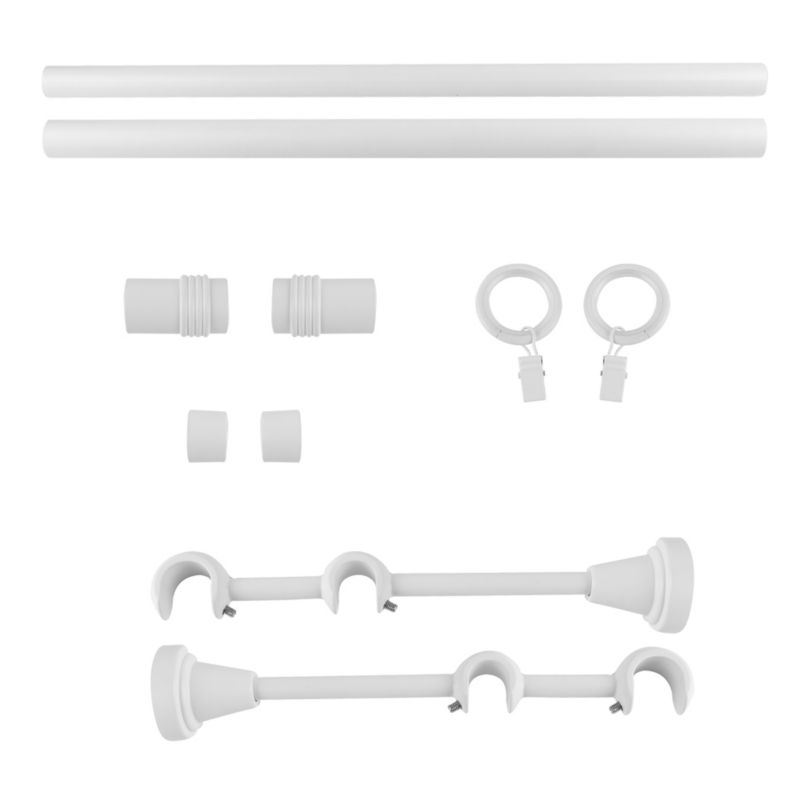 GoodHome Anafi dobbel gardinstang 19/16 mm 160 cm cylinder mat hvid