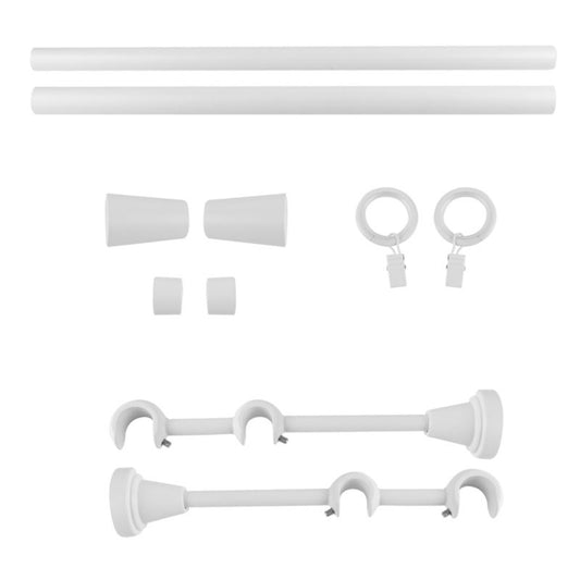 GoodHome Anafi dobbelt gardinstang 19/16 mm 240 cm kegle mat hvid