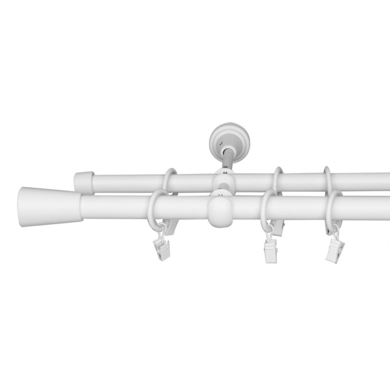 GoodHome Anafi dobbelt gardinstang 19/16 mm 240 cm kegle mat hvid