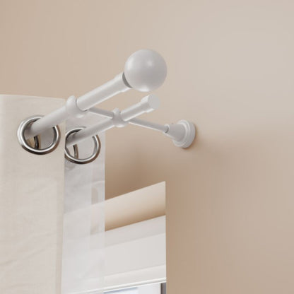 Dobbelt gardinstang GoodHome Anafi 19 mm 160 cm hvid kugle