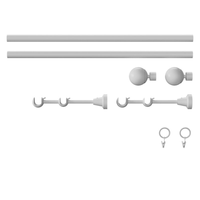 Dobbelt gardinstang GoodHome Anafi 19 mm 160 cm hvid kugle