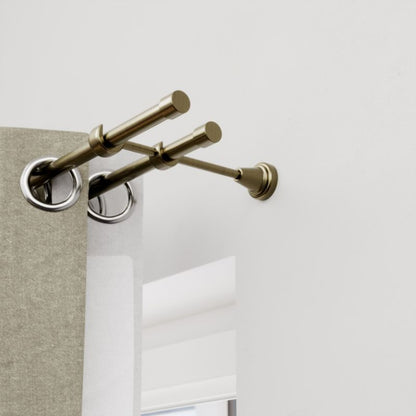 Dobbelt gardinstang Goodhome Antiki II 16 mm 200 cm med kugle i guld