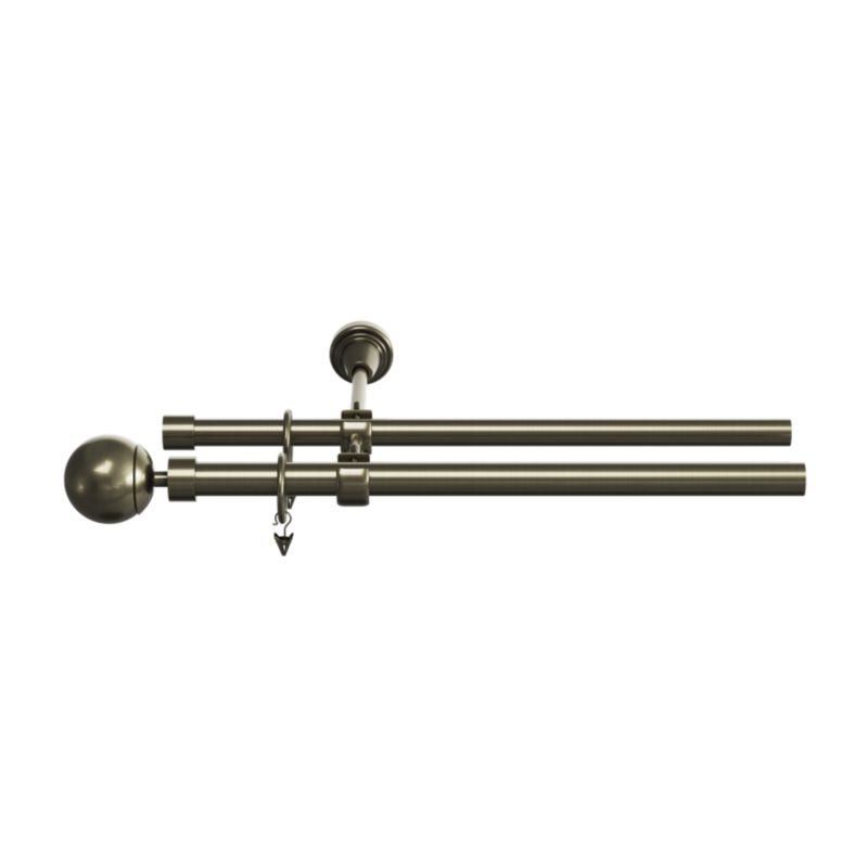 Dobbel gardinstang GoodHome Antiki II 19 mm 200 cm med kugle i guld