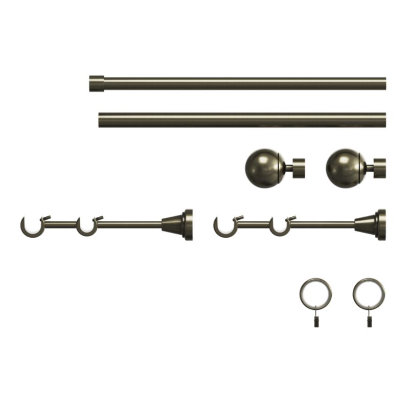 Dobbel gardinstang GoodHome Antiki II 19 mm 200 cm med kugle i guld