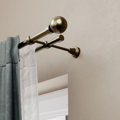 Dobbel gardinstang GoodHome Antiki II 19 mm 200 cm med kugle i guld