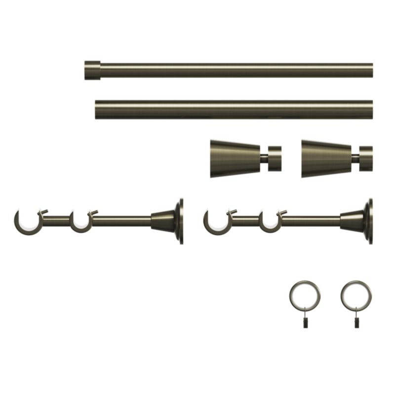 GoodHome Antiki II dobbel gardinstang 25 mm 200 cm kegle guldfarvet