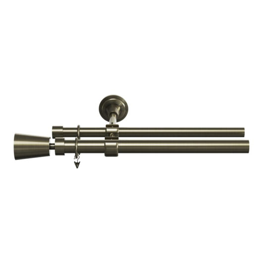 GoodHome Antiki II dobbelte gardinstang 25 mm 240 cm kegleformet i guld