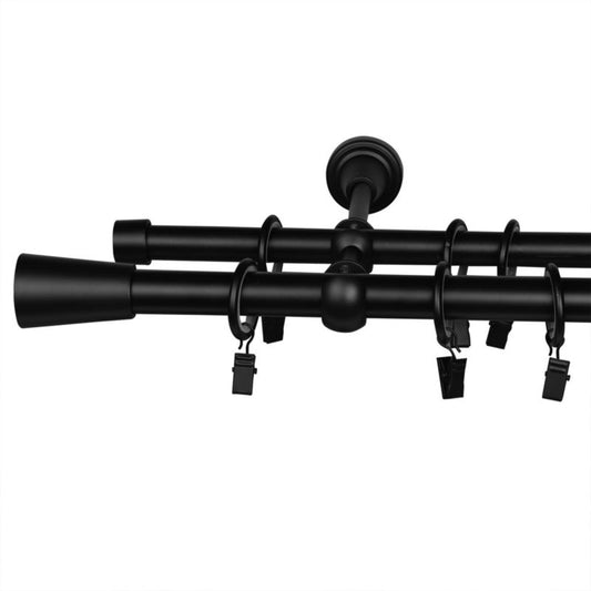 Dobbel gardinstang GoodHome Araxos 19/16 mm 160 cm mat-sort kegle