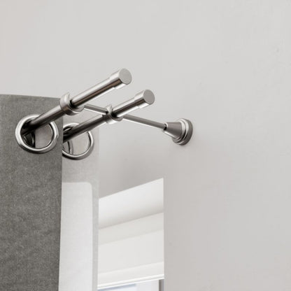 Dobbel gardinstang GoodHome Athens II 16 mm 240 cm kugle sølv