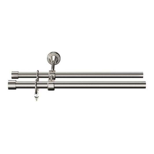 Dobbelt gardinstang GoodHome Athens II 19 mm 200 cm med gråt endestykke