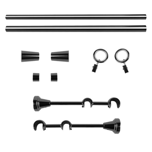 GoodHome Kimlos dobbelt gardinstang 19/16 mm 160 cm kegle mat-sort nickel