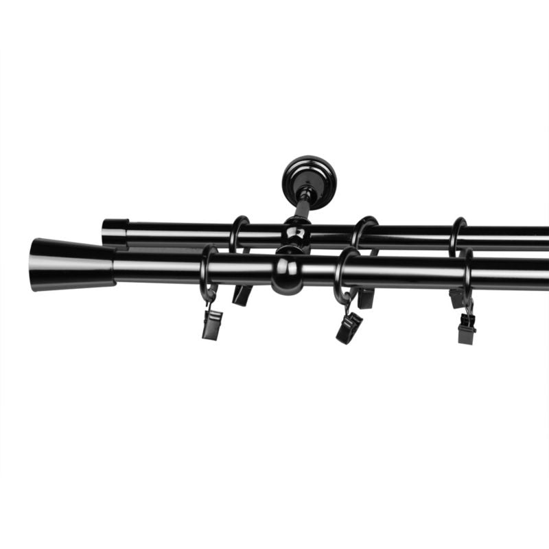 Dobbel Gardinstang GoodHome Kimlos 19/16 mm 200 cm kegle mat-sort nikkel
