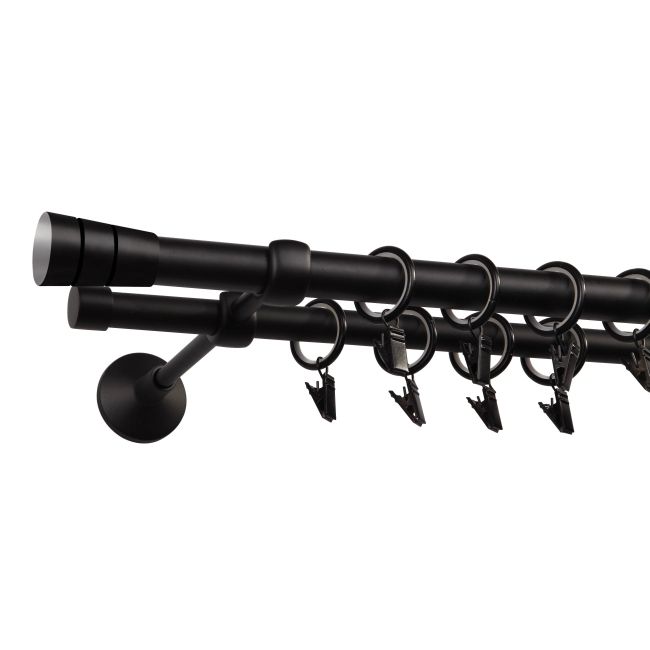 Dobbel Gardinstang Siena 19 mm 160 cm mat-sort