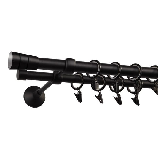 Dobbel Gardinstang Siena 19 mm 240 cm Sort