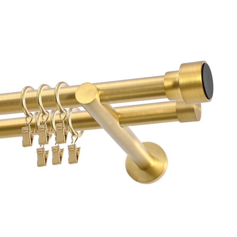 Dobbelt gardinstang Slick 19 mm 200 cm i messing