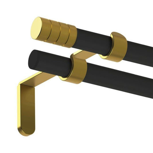 Dobbelt gardinstang Tiago 19 mm 240 cm sort/guld