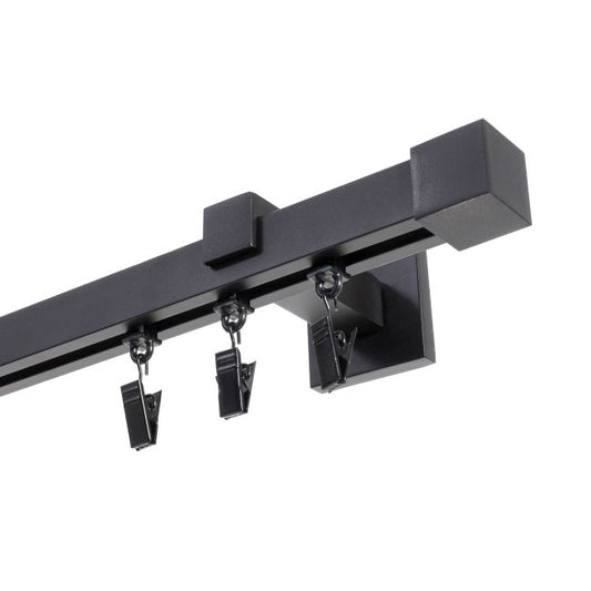 Sort mat enkelt lejlighedsgardinliste 200 cm