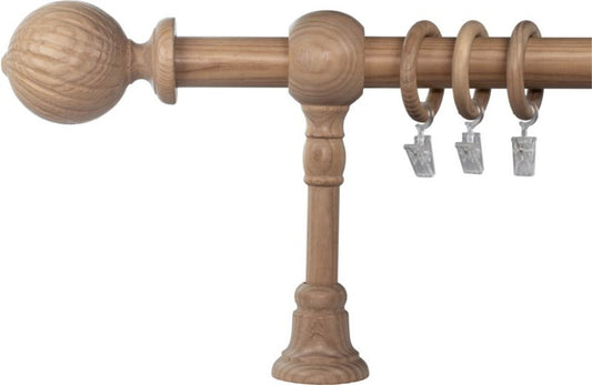 Enkelt træ gardinstang 160 cm lakeret ask