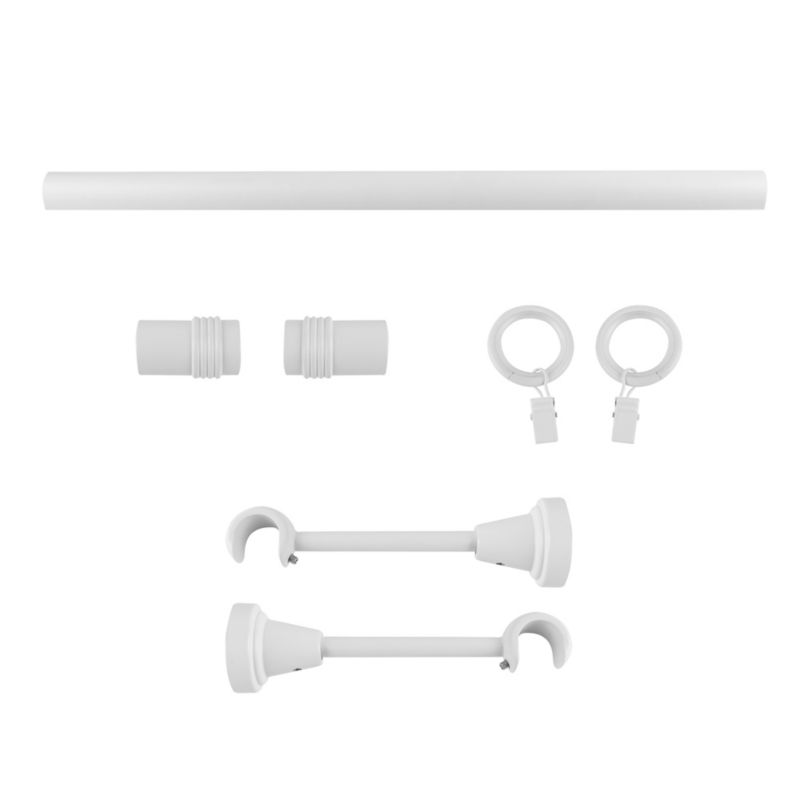 GoodHome Anafi enkelt gardinstang 19 mm 160 cm cylinder mat hvid