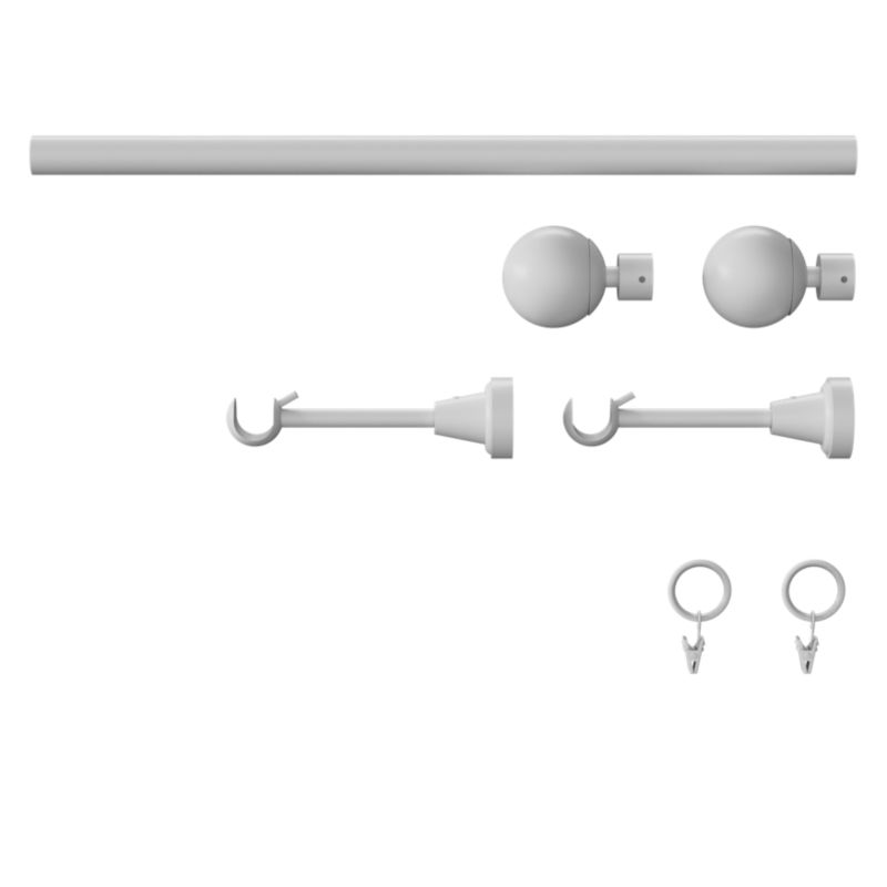 GoodHome Anafi enkelt gardinstang 19 mm 200 cm kugle hvid