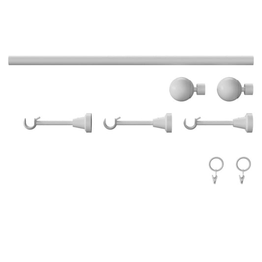 GoodHome Anafi enkelt gardinstang 19 mm 240 cm med kugle, hvid