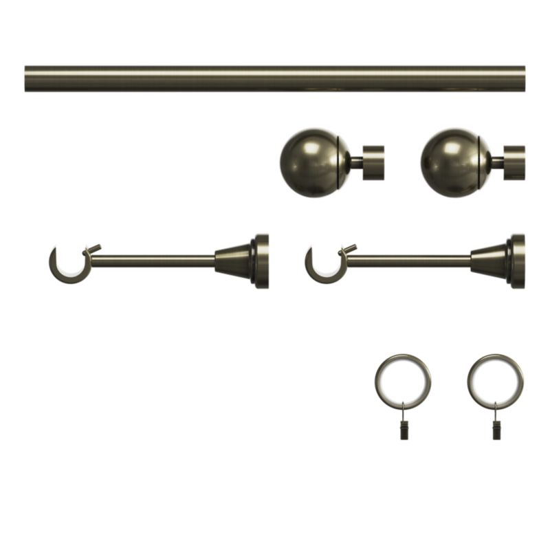 GoodHome Antiki enkelt gardinstang 19 mm 200 cm med kugle i guld
