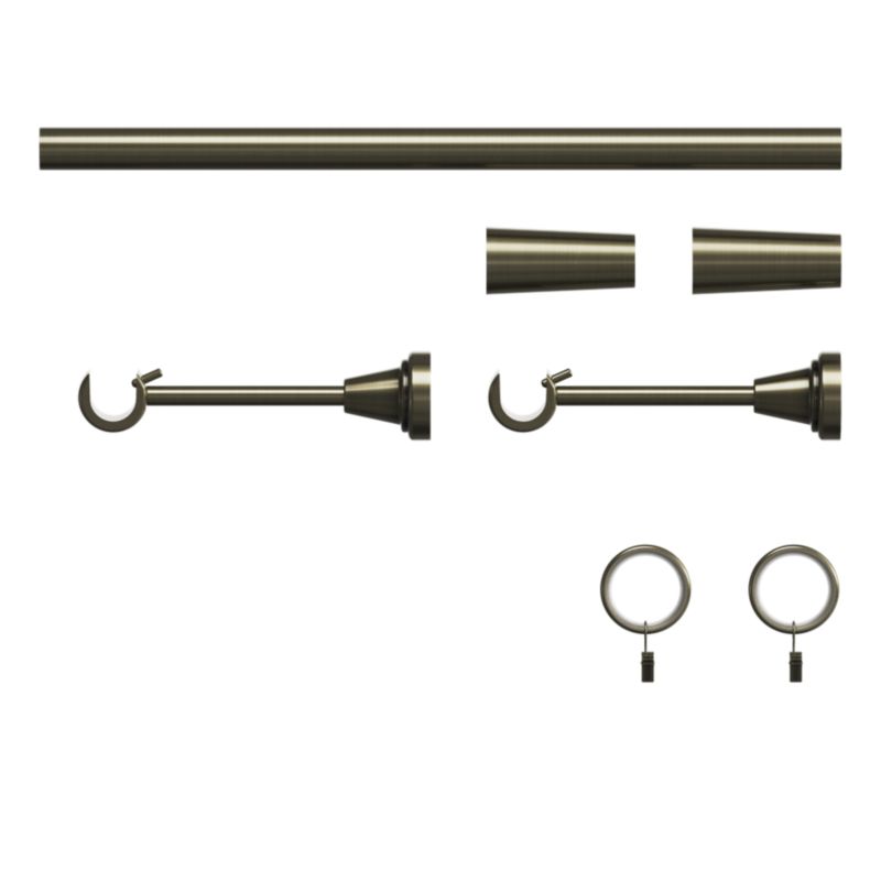 GoodHome Antiki enkelt gardinstang 19 mm 240 cm kegle guldfinish
