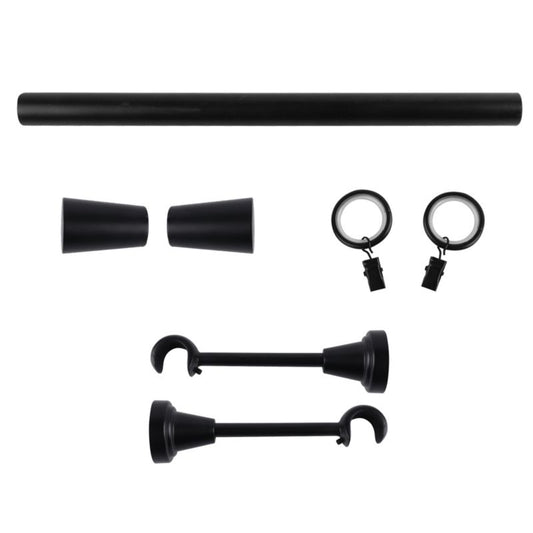 GoodHome Araxos enkelt gardinstang 19 mm 160 cm mat-sort kegle