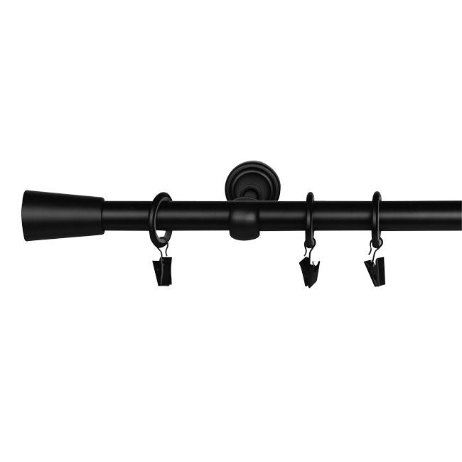 GoodHome Araxos enkelt gardinstang 19 mm 160 cm mat-sort kegle