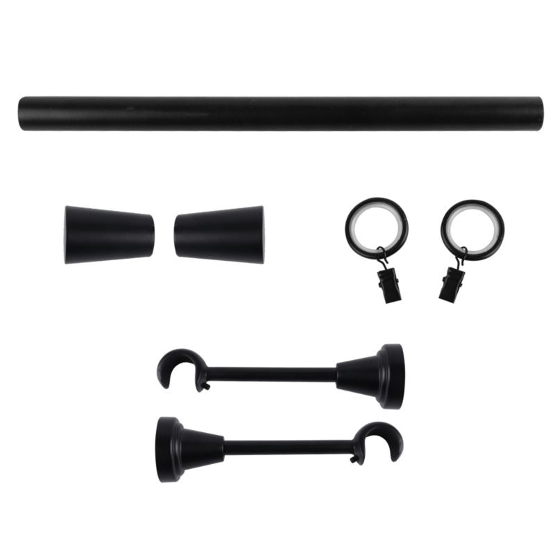 Enkelt gardinstang GoodHome Araxos 19 mm 200 cm mat-sort kegle