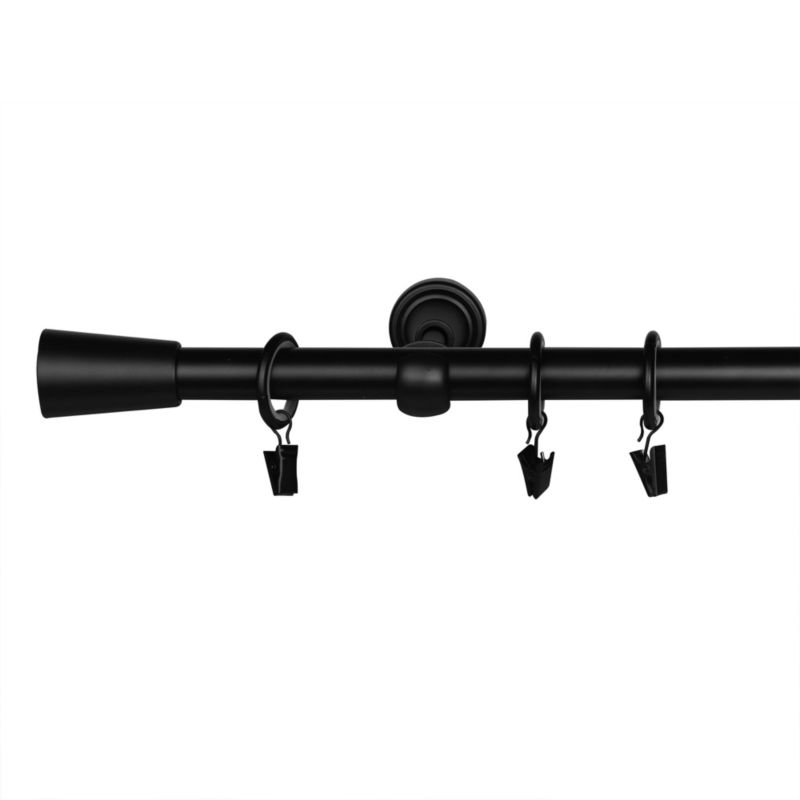 Enkelt gardinstang GoodHome Araxos 19 mm 200 cm mat-sort kegle