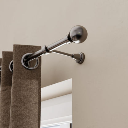 Enkelt gardinstang GoodHome Athens 19 mm 240 cm kugle grå