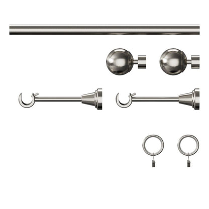 Enkelt gardinstang GoodHome Athens 19 mm 240 cm kugle grå