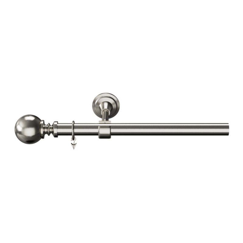 GoodHome Athens enkelt gardinstang 25 mm 160 cm kugle grå