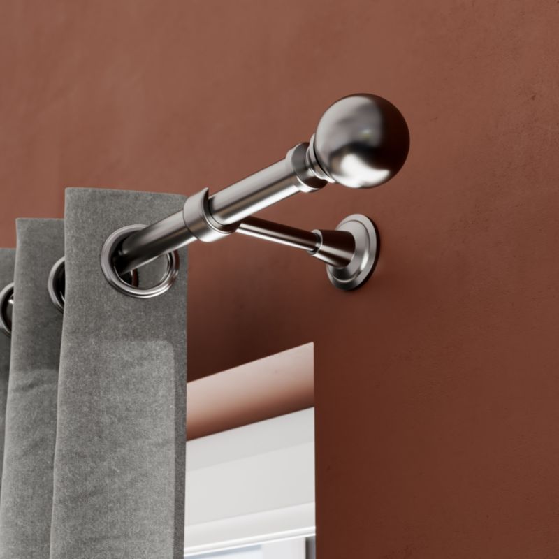Enkelt gardinstang GoodHome Athens 25 mm 240 cm kugle grå