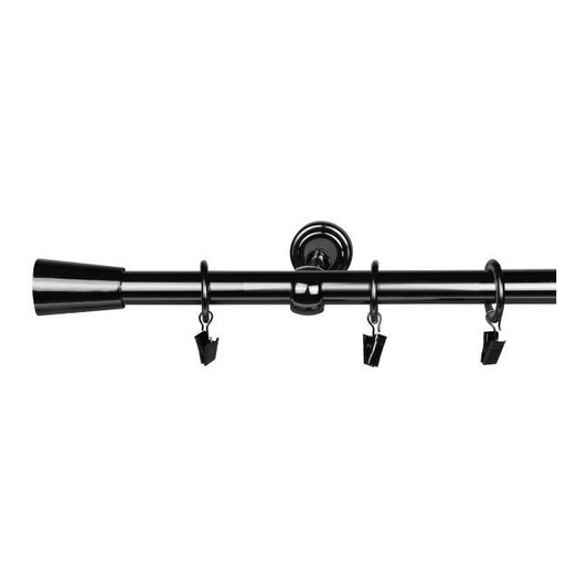 GoodHome Kimlos enkelt gardinstang 19 mm 160 cm kegle mat-sort nikkel
