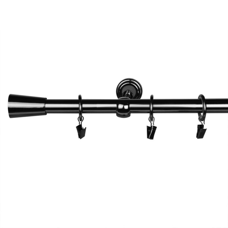 Enkelt gardinstang GoodHome Kimlos 19 mm 200 cm kegle mat-sort finish