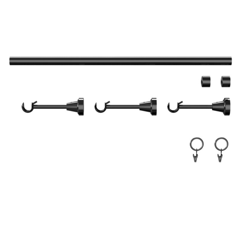 GoodHome Kimlos enkelt gardinstang 19 mm 240 cm med sort endestykke