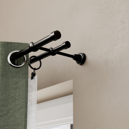 GoodHome Kimlos II enkelt gardinstang 19 mm 160 cm med sort endestykke