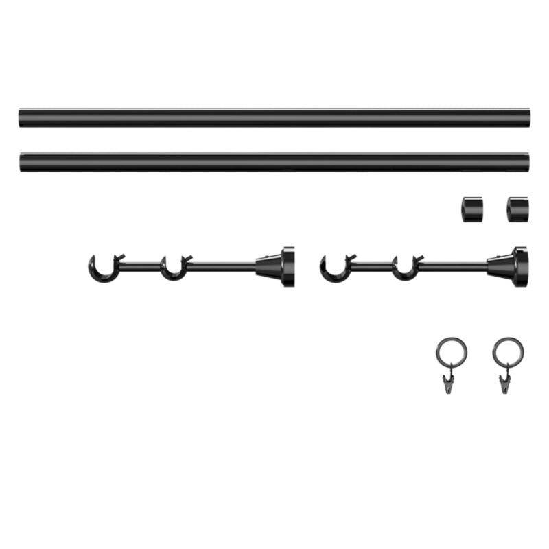 GoodHome Kimlos II enkelt gardinstang 19 mm 160 cm med sort endestykke